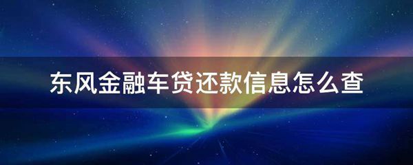 东风金融车贷还款信息怎么查