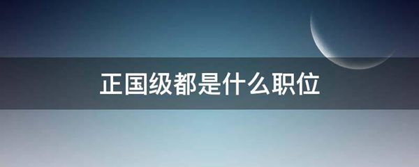 正国级都是什么职位