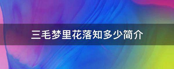 三毛梦里花落知多少简介