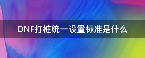 DNF打桩统一设置标准是什么