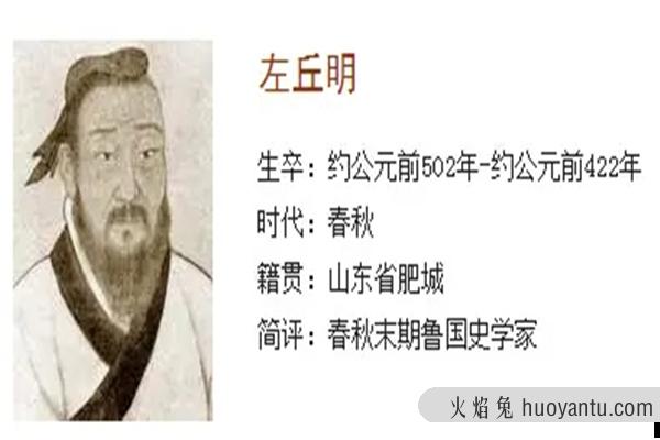 左丘明的字号和朝代：名明（春秋末期鲁国史学家）