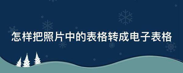 怎样把照片中的表格转成电子表格