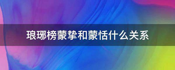 琅琊榜蒙挚和蒙恬什么关系