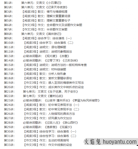 初二新生语文半年卡目标满分班（语文版王帆33讲）