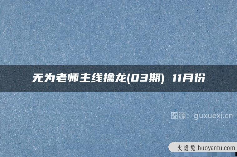 无为老师主线擒龙(03期) 11月份